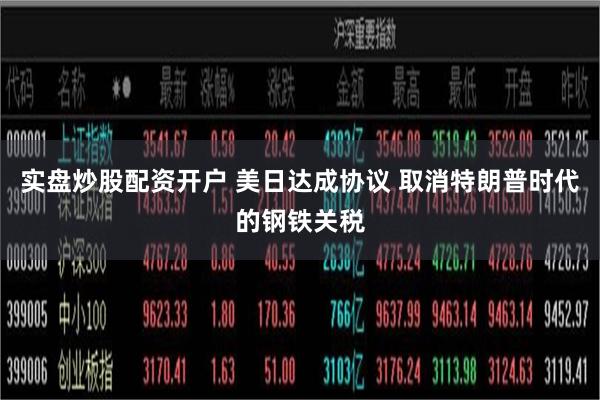 实盘炒股配资开户 美日达成协议 取消特朗普时代的钢铁关税