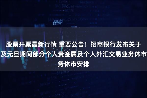 股票开票最新行情 重要公告！招商银行发布关于圣诞及元旦期间部分个人贵金属及个人外汇交易业务休市安排