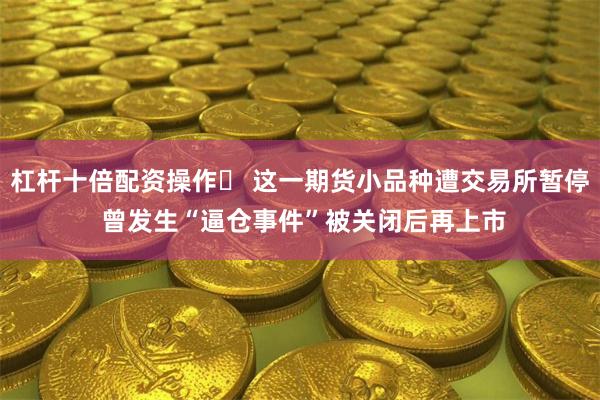 杠杆十倍配资操作	 这一期货小品种遭交易所暂停 曾发生“逼仓事件”被关闭后再上市