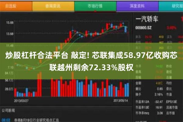 炒股杠杆合法平台 敲定! 芯联集成58.97亿收购芯联越州剩余72.33%股权