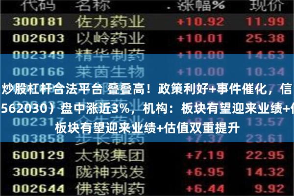炒股杠杆合法平台 叠叠高！政策利好+事件催化，信创ETF基金（562030）盘中涨近3%，机构：板块有望迎来业绩+估值双重提升